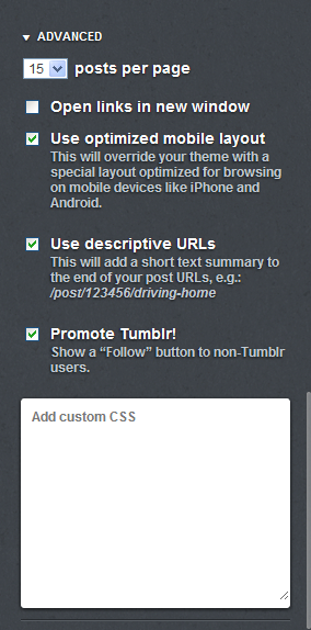 Advanced box on your Customize page