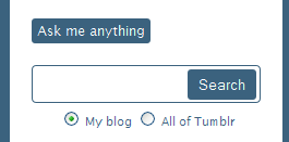 Ask Me Anything and Search buttons on your tumblr front page