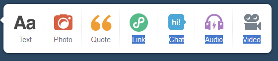 Bar of posting icons for tumblr