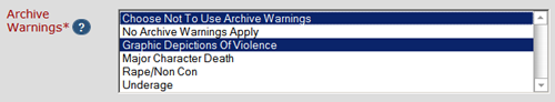 AO3 Archive Warnings with two warnings selected