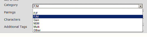 AO3 category field