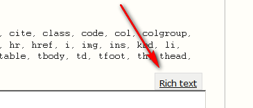 click on the Rich text option in the story edit box