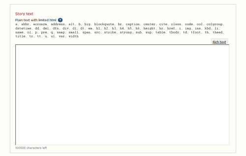 AO3 story text box, for plain text with limited html