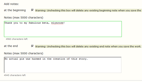 AO3 beginning and end notes field
