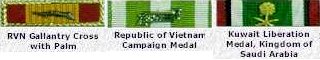 RVN Gallantry Cross with Palm; Republic of Vietnam Campaign; Kuwait Liberation, Kingdom of Saudia Arabia