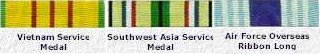 Vietnam Service; Southwest Asia Service; Air Force Overseas Ribbon Long