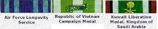 Air Force Longevity; Republic of Vietnam Campaign; Kuwait Liberation Medal, Kingdom of Saudi Arabia