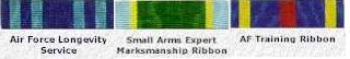 Air Force Longevity; Small Arms Expert Marksmanship; AF Training Ribbon